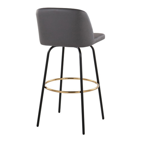 Toriano - 30" Fixed-height Barstool (Set of 2) - Grey PU