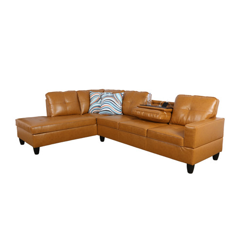 L Shaped Ginger Sectional in Synthetic Leather FN08102 by G Furniture