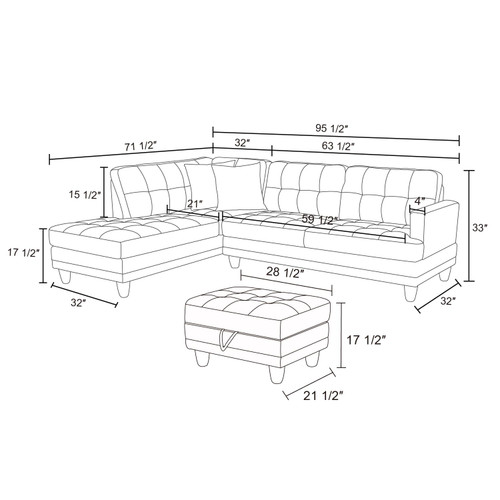 L Shaped Red Sectional in Synthetic Leather