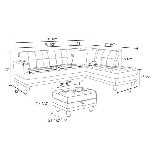 L Shaped Gray Massage Function Sectional