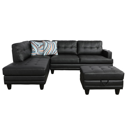 L Shaped Black Massage Function Sectional