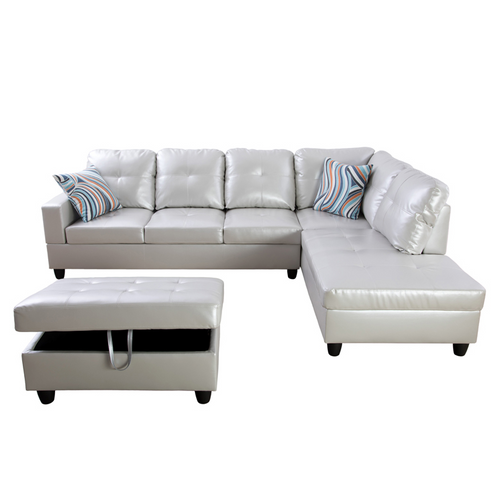 L Shaped Living Room Sectional in Powder RAF by G Furniture