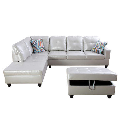 L Shaped Living Room Sectional in Powder LAF by G Furniture