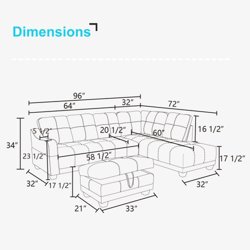 L Shaped Sectional in Flint