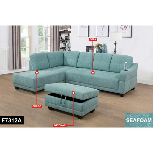 L Shaped Sectional in Seafoam