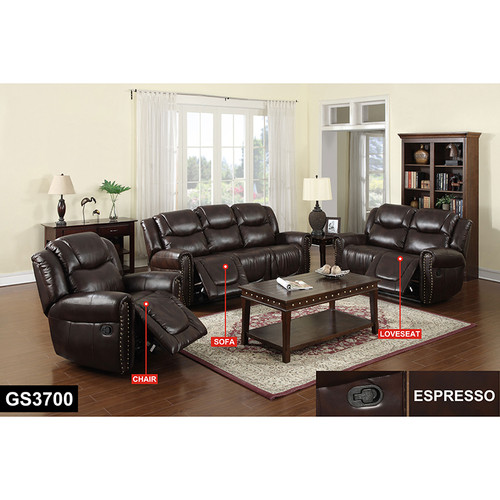 3-Piece Synthetic Leather Reclining Living Room Set