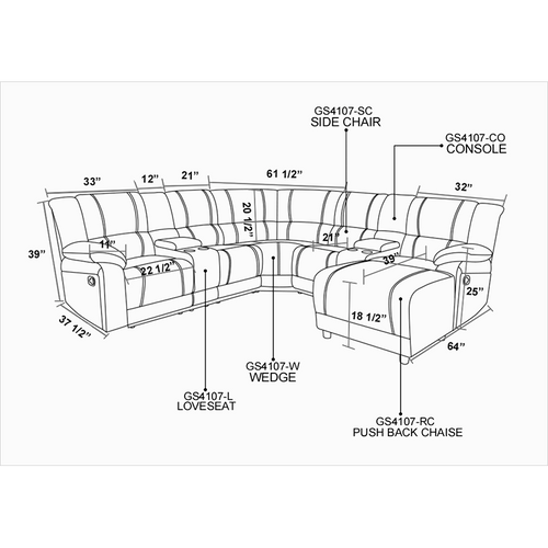 5-Piece Reclining Living Room Sectional