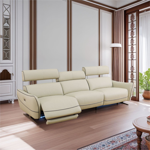 3-Piece Top Grain Leather Sofa in Beige GN8412 by G Furniture