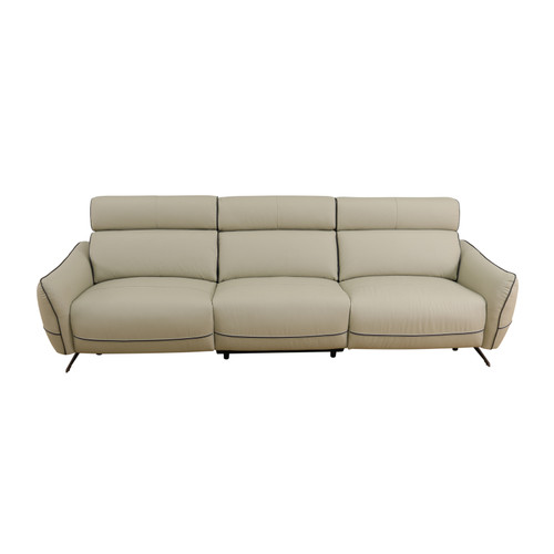 3-Piece Top Grain Leather Sofa in Beige