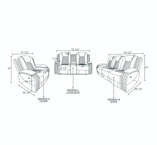 3-Piece Reclining Living Room Set in Breathing Leather