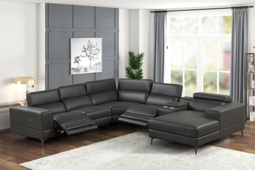 Milano Power Reclining Sectional in Leather Gel