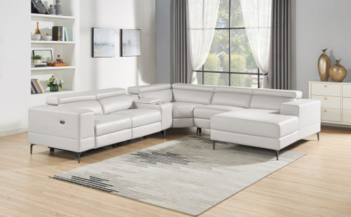Milano Power Reclining Sectional in Leather Gel