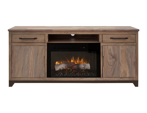 Natural Parota - 70" Electric Fireplace - Brown Cappuccino