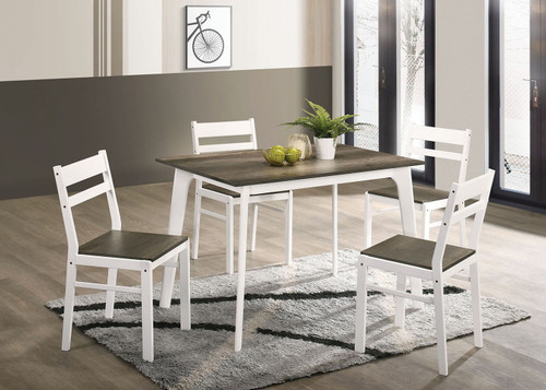 Debbie - 5 Piece Dining Table Set - Gray / White