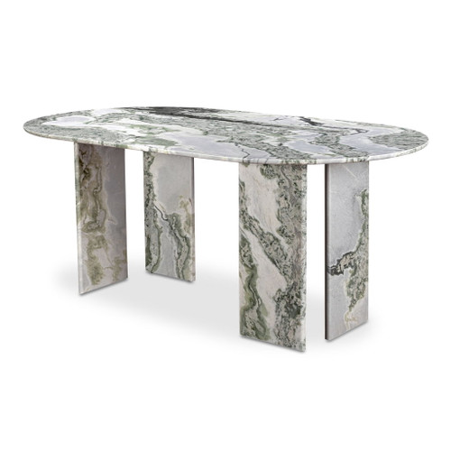 Celia - Oval Dining Table - Green / Onyx Marble