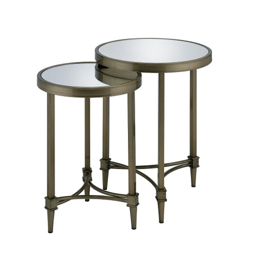 Aditya - Nesting Table - Mirrored & Antique Brass Aditya - Nesting Table - Mirrored & Antique Brass