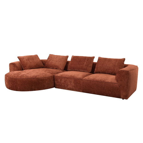 Aceso - Sectional Sofa With 4 Pillows - Rust Brown Chenille Aceso - Sectional Sofa With 4 Pillows - Rust Brown Chenille