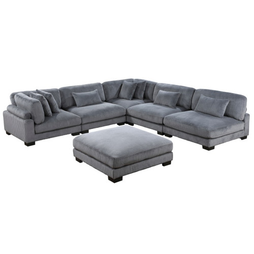 Traverse Gray Sectional In Fabric