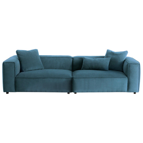 Conrad Blue Corduroy Large Sofa by Mid and Mod