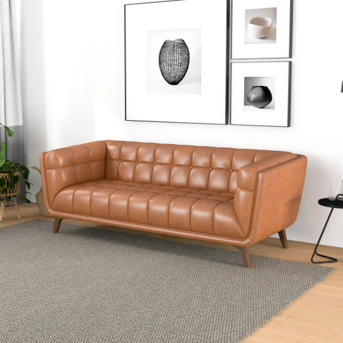 Kano Cognac Leather Sofa by Mid and Mod