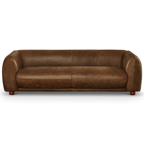 Miller Brown Leather Sofa by Mid and Mod