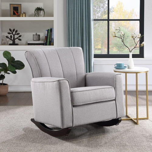 Denzell - Rocking Chair - Light Gray Linen