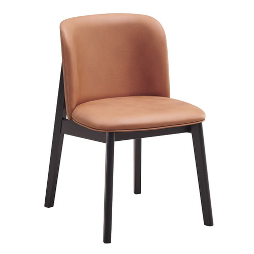 Eliora - Side Chair (Set of 2) - Camel Polish Microfiber & Black