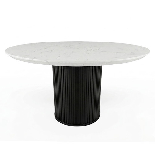 Jaramillo - Round Dining Table With Engineered Marble Top - Engineered Marble Top & Black