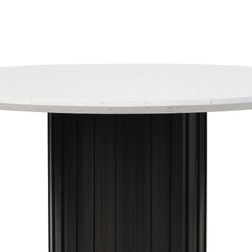 Jaramillo - Round Dining Table With Engineered Marble Top - Engineered Marble Top & Black