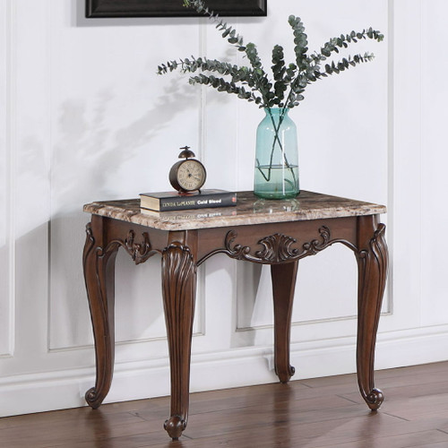 Nayla - End Table - Natural Marble Top & Cherry