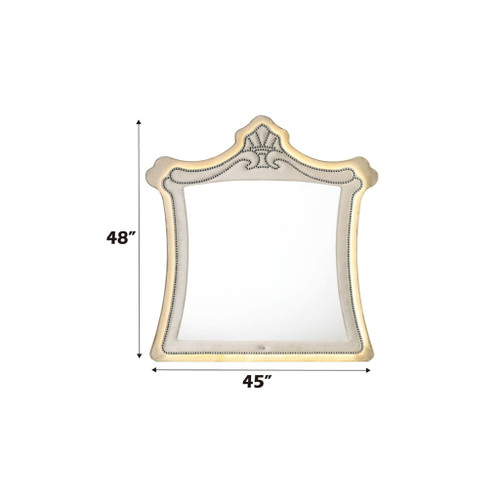 Lucienne - Mirror With LED - Beige Velvet