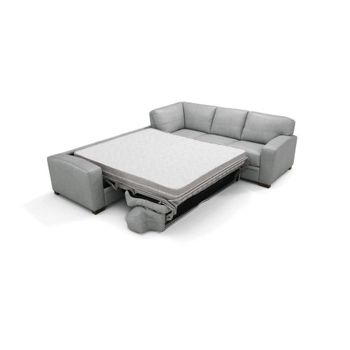 Goma - Sectional Sofa With Sleeper - Light Gray Top Grain Leather