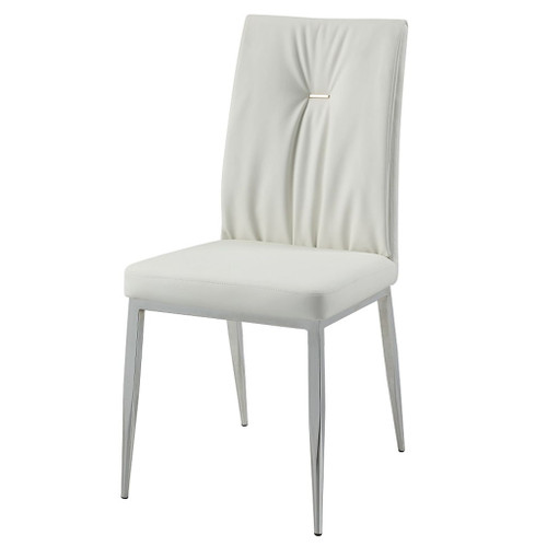 Kamaile - Side Chair Set of 2) - Beige Synthetic Leather & Chrome