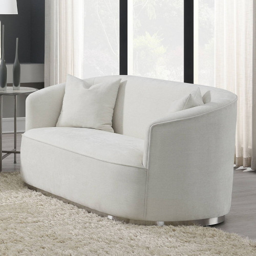 Odette - Loveseat With 2 Pillows - Beige Chenille