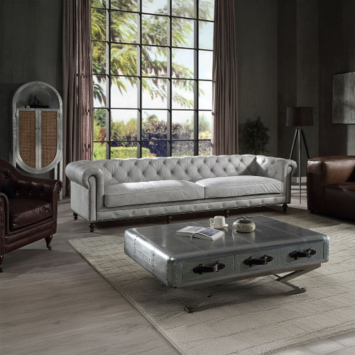 Ofer - Sofa - Vintage White Top Grain Leather