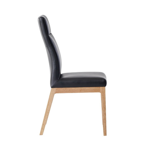 Raquan - Side Chair (Set of 2) - Black Leather & Walnut