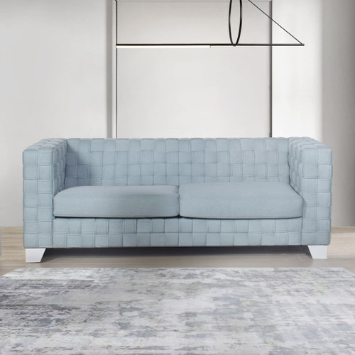 Saree - Sofa - Light Teal Chenille & White