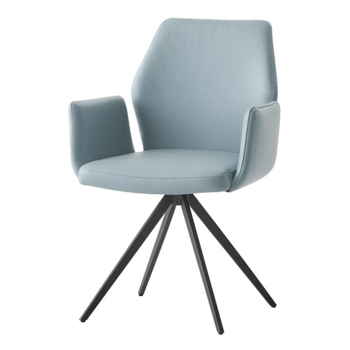 Segismunda - Arm Chair With Swivel - Light Blue Leather & Black