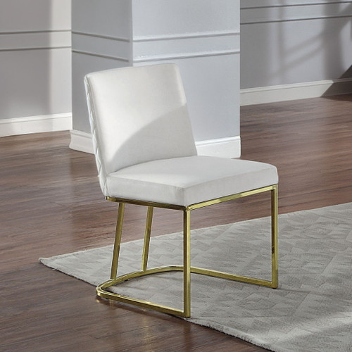 Zazie - Side Chair (Set of 2) - White Velvet & Gold