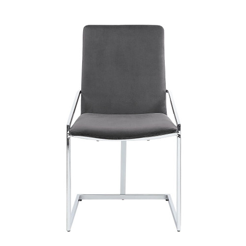 Zlatan - Side Chair Set of 2) - Gray Velvet & Chrome