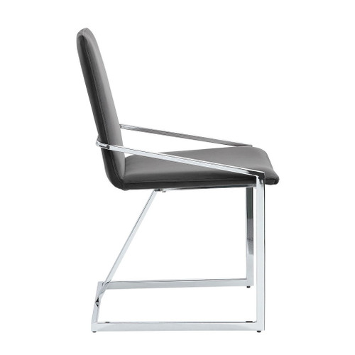 Zlatan - Side Chair Set of 2) - Gray Velvet & Chrome