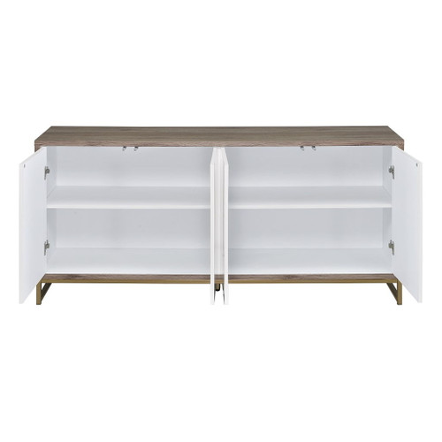 Paavan - Console Cabinet - White Marble Print Oak & Champagne