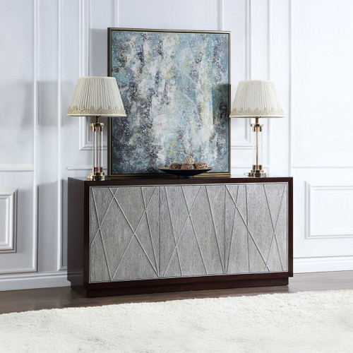 Geranio - Console Cabinet - Metallic Silver & Walnut Geranio - Console Cabinet - Metallic Silver & Walnut