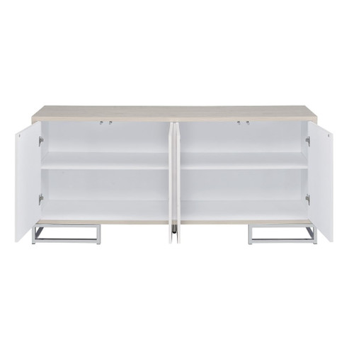 Panos - Console Cabinet - White Marble Print & Chrome