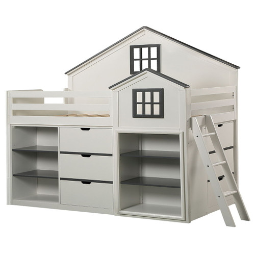 Ratana - Loft Bed - Gray & White