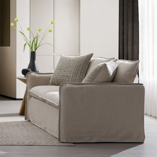 Upendo - Loveseat With 2 Pillows - Beige Linen