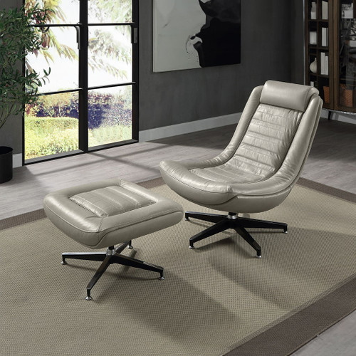 Piran - Ottoman - Twilight Top Grain Leather