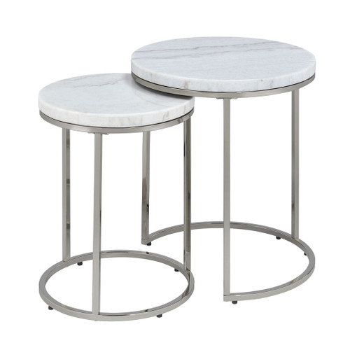 Zaidee - Nesting Table Set - Marble Top & Nickel