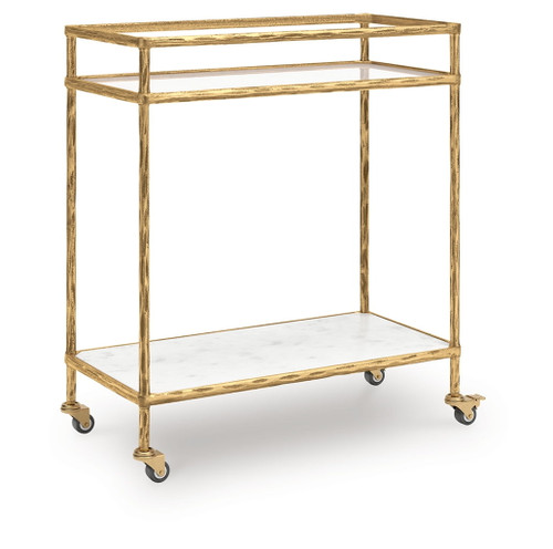 Plattfield - Bar Cart - Antique Gold Finish