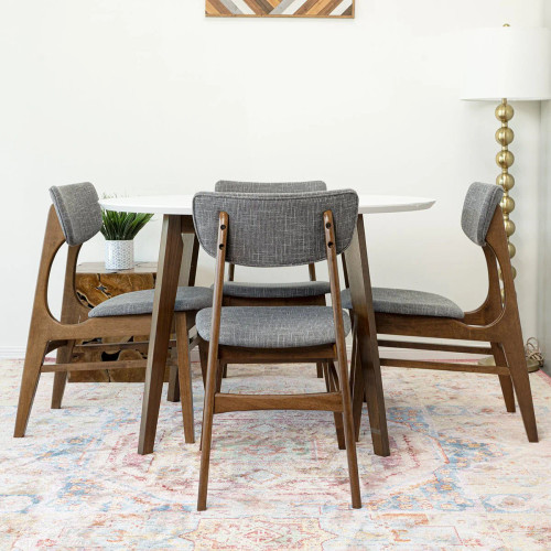 Aliana White Table with 4 Collins Gray Chairs